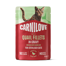 Carnilove Adult Wet Cat Food Pouches - Quail with Dandelion in Gravy - 24x85g