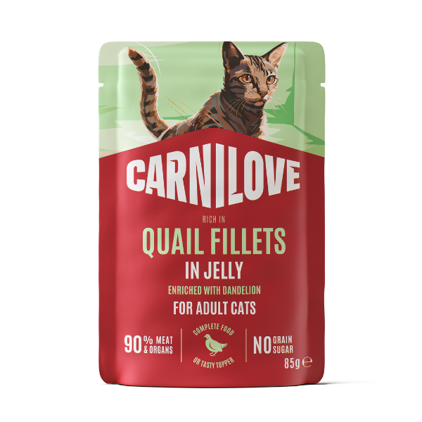 Carnilove Adult Wet Cat Food Pouches - Quail with Dandelion in Jelly