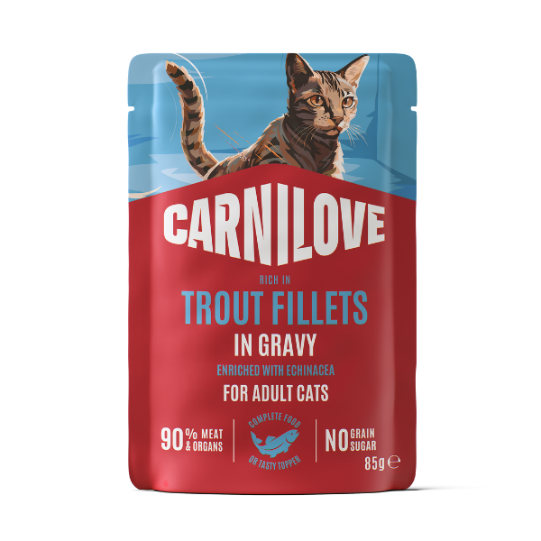 Carnilove Adult Wet Cat Food Pouches - Trout with Echinacea in Gravy - 24x85g