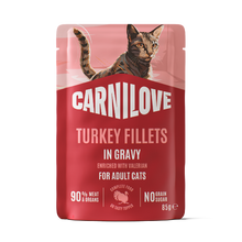 Carnilove Adult Wet Cat Food Pouches - Turkey with Valerian in Gravy - 24x85g Pouches