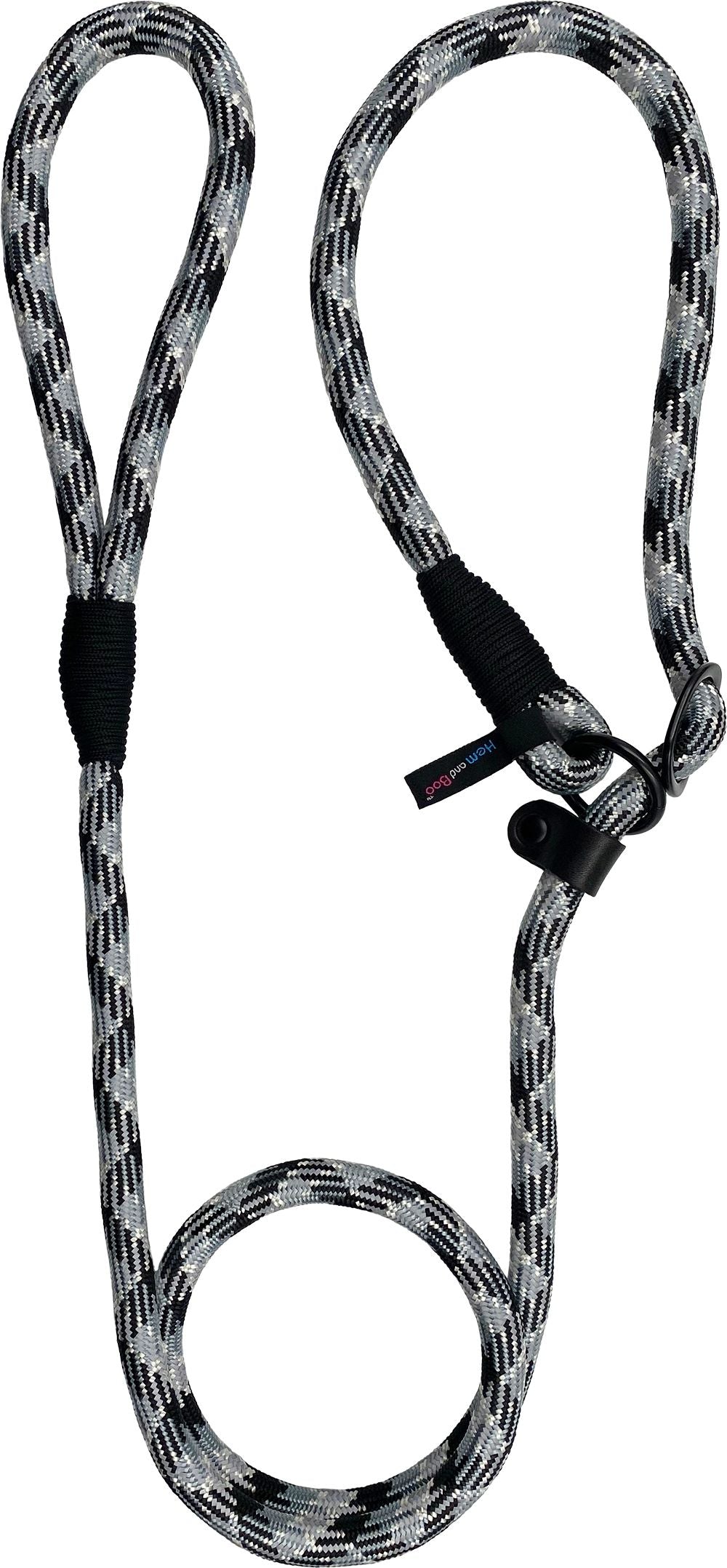 Hem and Boo High Performance Rope Dog Slip Lead - Black/Grey
