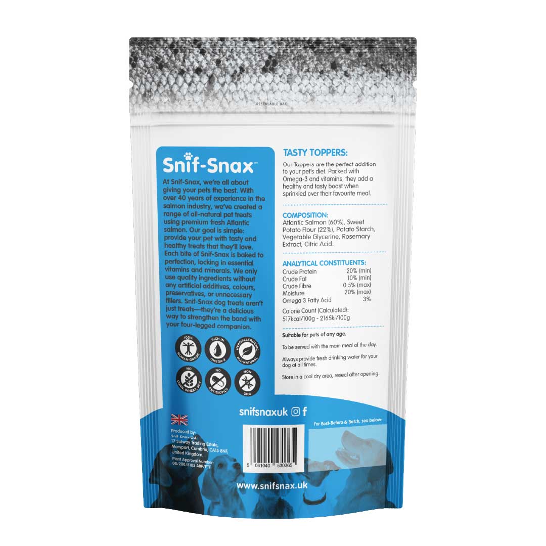 Snif-Snax Tasty Toppers Dog Treats - Salmon & Sweet Potato - 160g