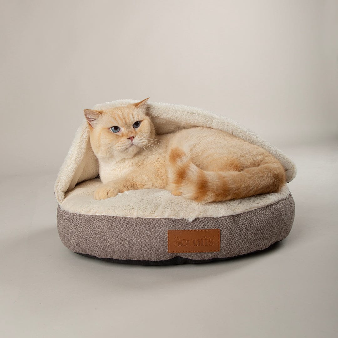 Scruffs Seattle Burrow Cat Bed - Stone Grey