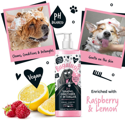 Bugalugs 3-in-1 Raseberry & Lemon Detangler Dog Shampoo & Conditioner