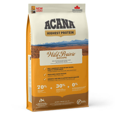 Acana Acana Protein Prairie Grain Free Chicken Herring Liver Turkey pet food packaging