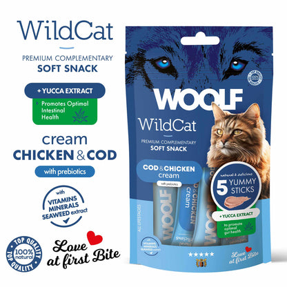 Woolf Wildcat Functional Cream Cat Treats - Cod & Chicken