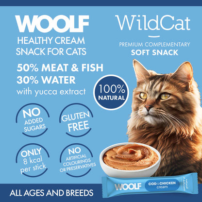 Woolf Wildcat Functional Cream Cat Treats - Cod & Chicken