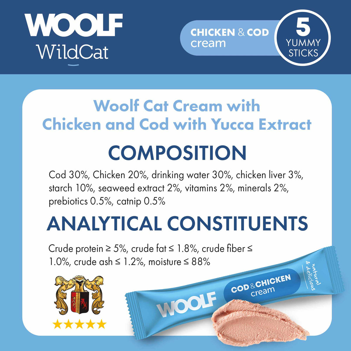 Woolf Wildcat Functional Cream Cat Treats - Cod & Chicken