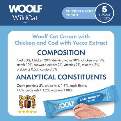 Woolf Wildcat Functional Cream Cat Treats - Cod & Chicken