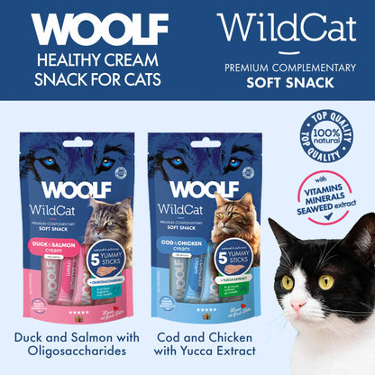 Woolf Wildcat Functional Cream Cat Treats - Duck & Salmon