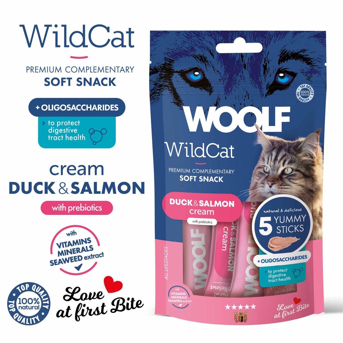 Woolf Wildcat Functional Cream Cat Treats - Duck & Salmon