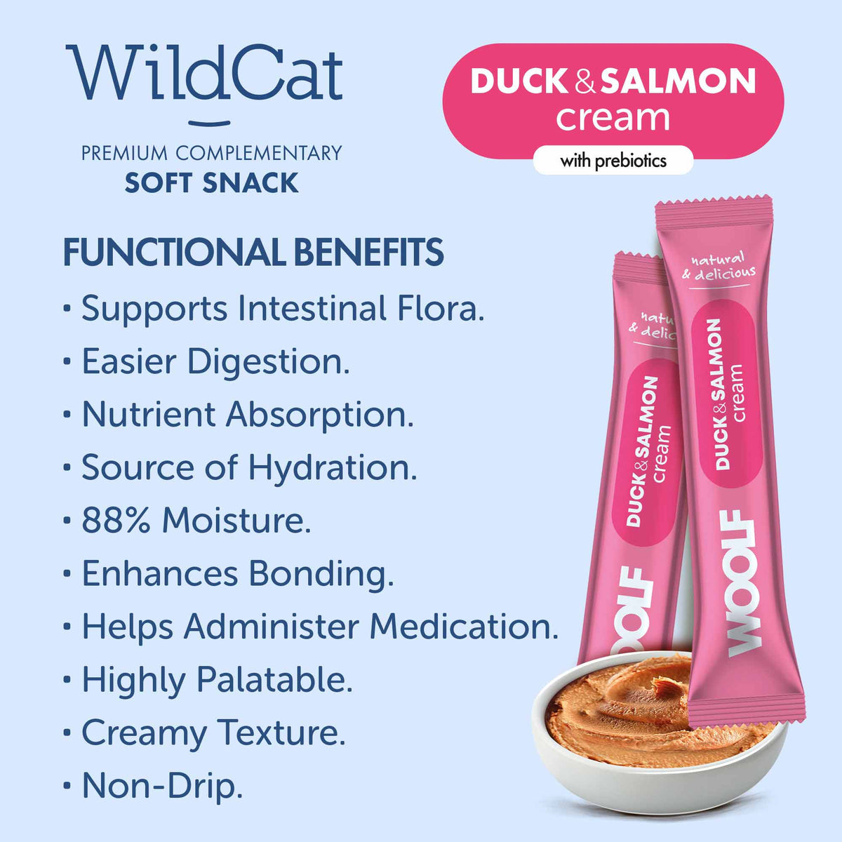 Woolf Wildcat Functional Cream Cat Treats - Duck & Salmon