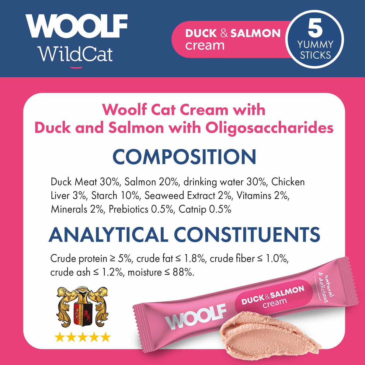 Woolf Wildcat Functional Cream Cat Treats - Duck & Salmon