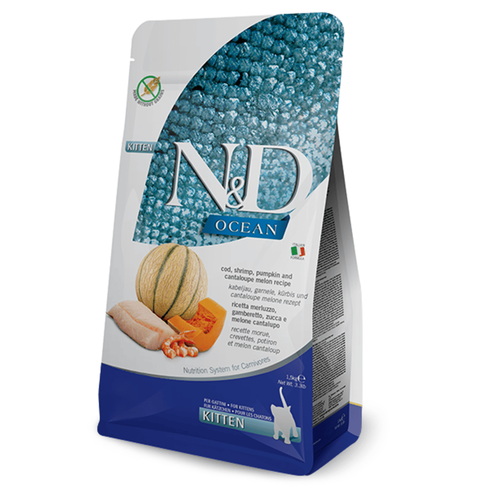 Farmina N&D Ocean Kitten Dry Cat Food - Cod, Shrimp, Pumpkin & Cantaloupe