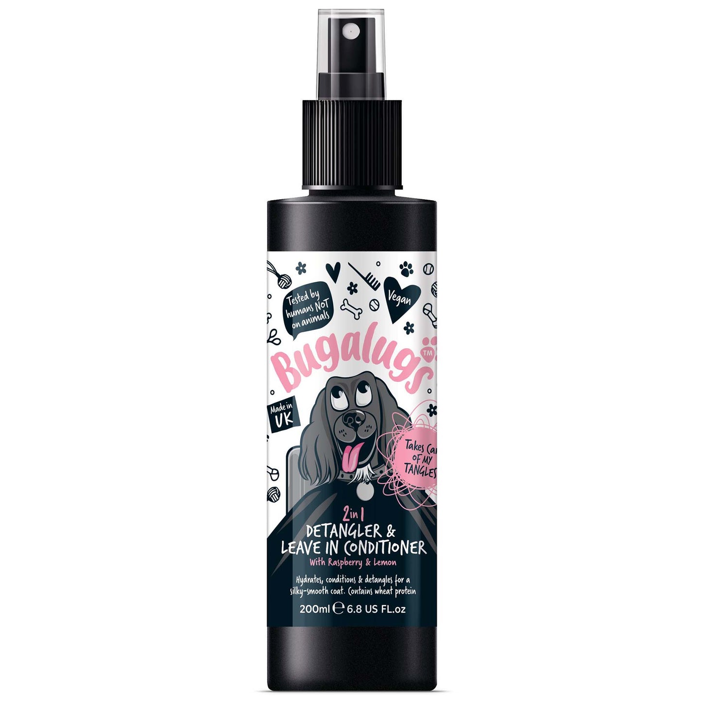 Bugalugs Detangler & Leave In Conditioner Spray with Raspberry & Lemon for Dogs - 200ml