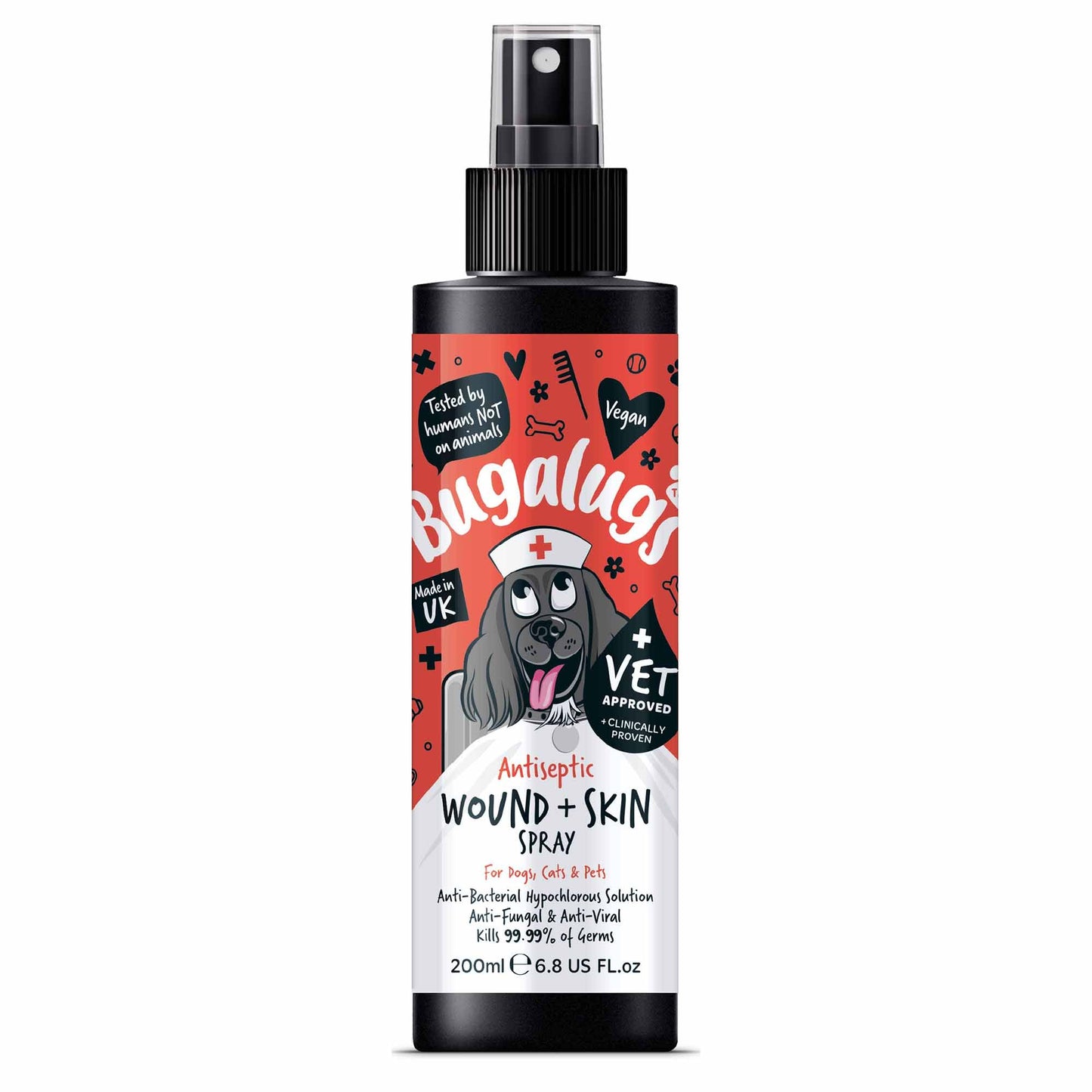 Bugalugs Antiseptic Wound & Skin Spray for Dogs, Cats & Small Animals - 200ml