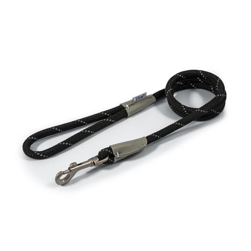 Viva Reflective Rope Dog Lead -Black