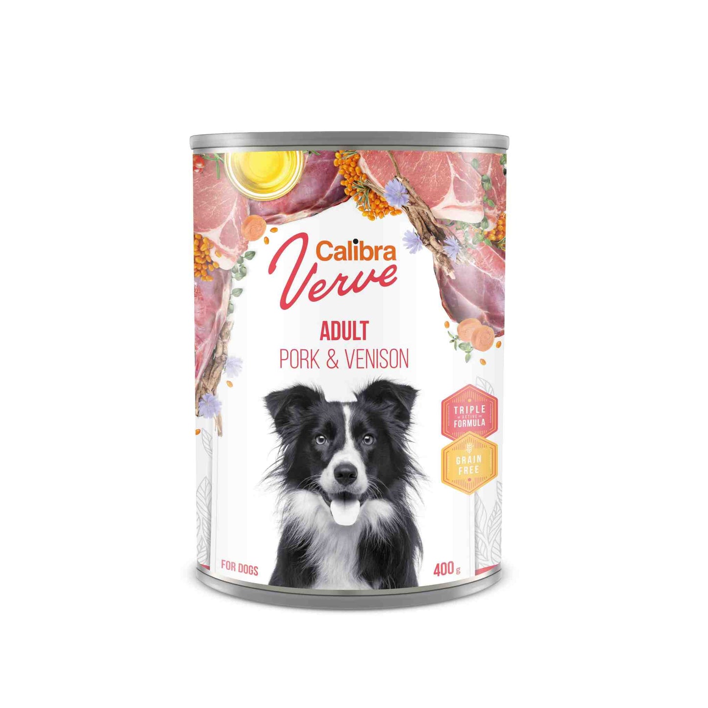 Calibra Verve Gluten Free Adult Wet Dog Food - Pork & Venison - 6 x 400g Cans