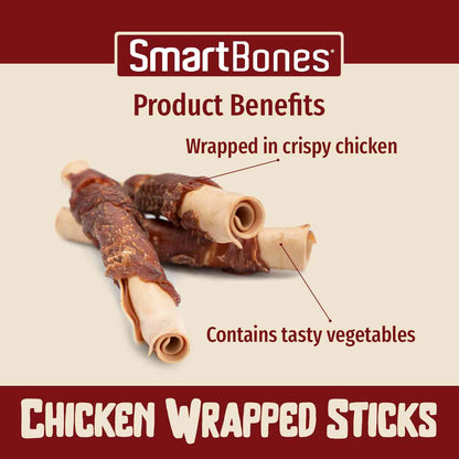 SmartBones Chicken Wrapped Mini Sticks Adult Dry Dog Treats - 9 Sticks