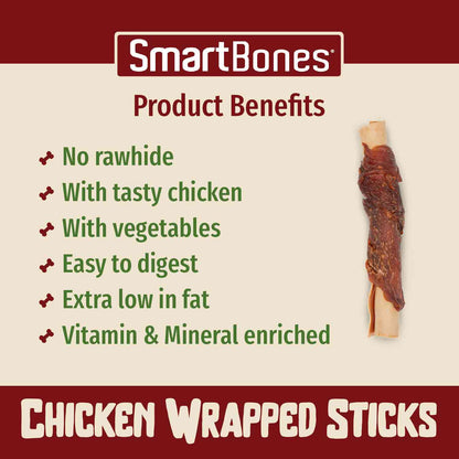 SmartBones Chicken Wrapped Mini Sticks Adult Dry Dog Treats - 9 Sticks