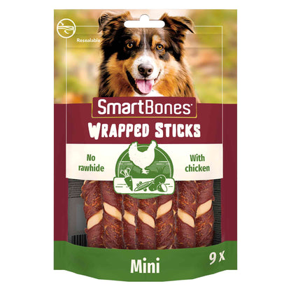 SmartBones Chicken Wrapped Mini Sticks Adult Dry Dog Treats - 9 Sticks