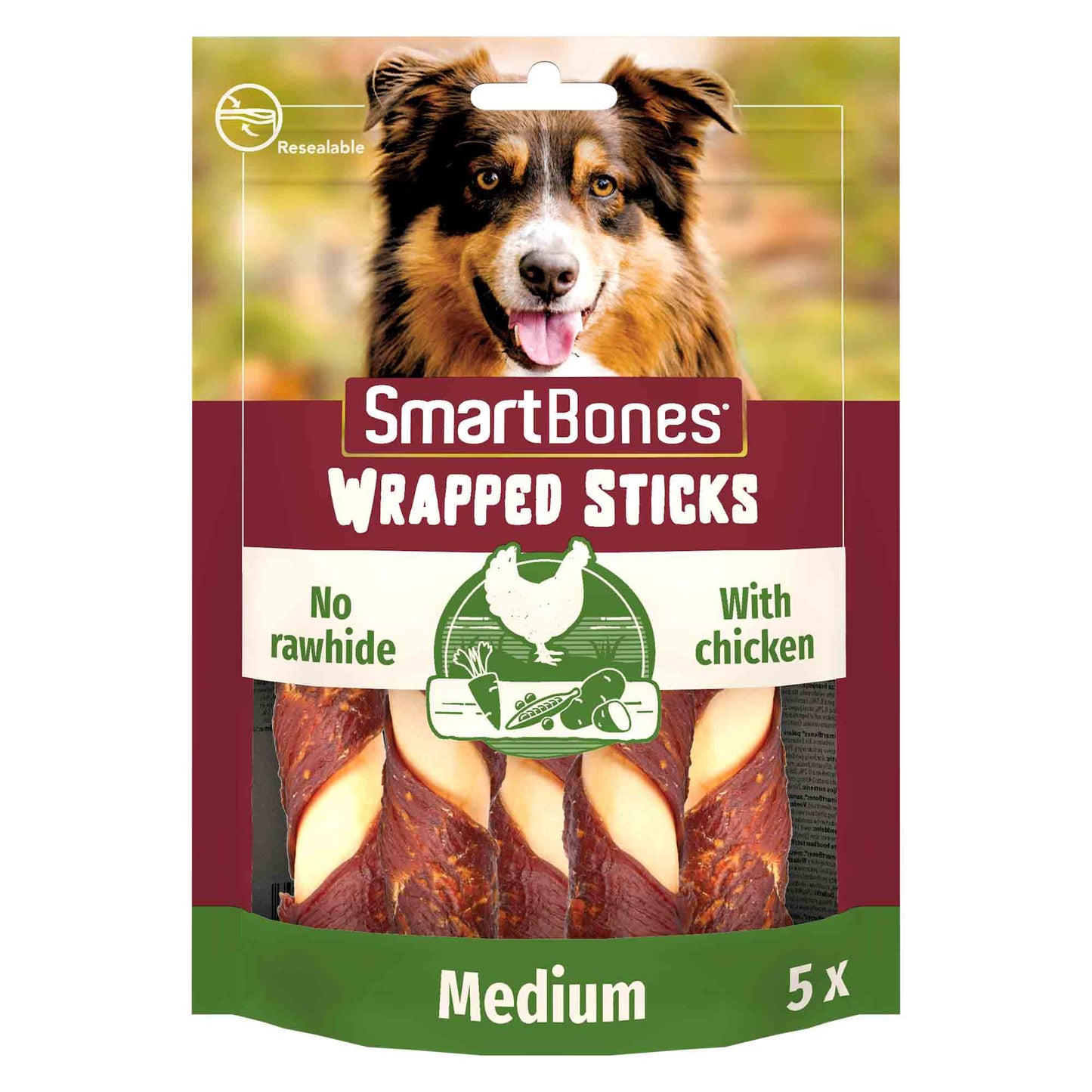 SmartBones Chicken Wrapped Sticks Adult Dry Dog Treats - 5 Sticks