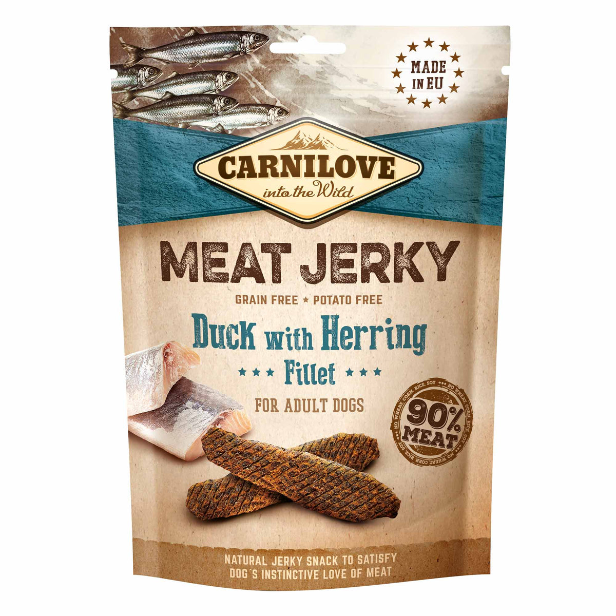 Carnilove Carnilove Grain Free Jerky Fillet Duck Herring pet food packaging