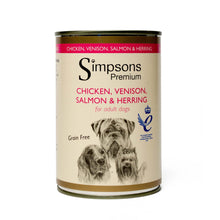 Simpsons Premium Adult Wet Dog Food - Chicken, Venison, Salmon & Herring - 6x400g Cans