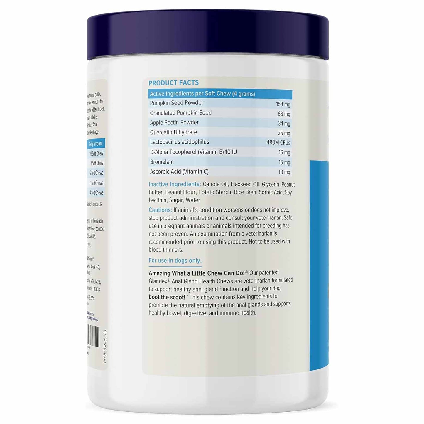 Glandex Anal Gland for Dogs - 120 Chewable Tablets