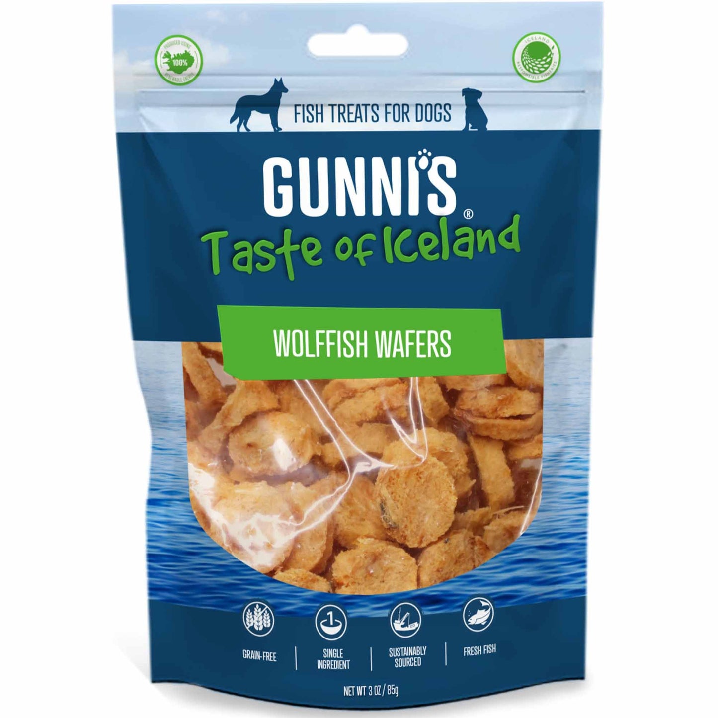 Gunnis Wolffish Wafer Fish Treats for Dogs - 85g