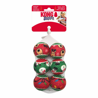 KONG Holiday SqueakAir® Balls - Small - Pack of 6 (assorted designs)