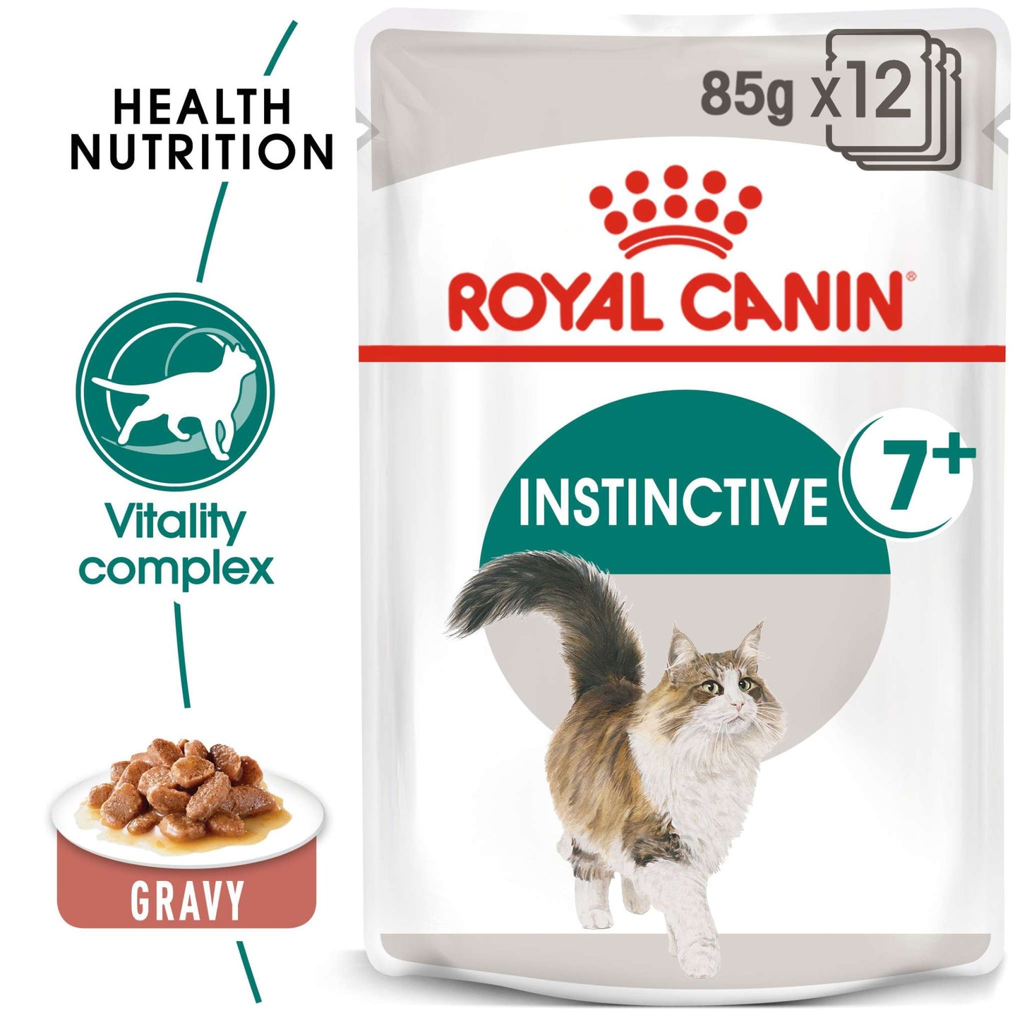 Royal Canin Feline Health Nutrition Instinctive 7+ Wet in Gravy Mature Cat Food - 12 x 85g Pouch
