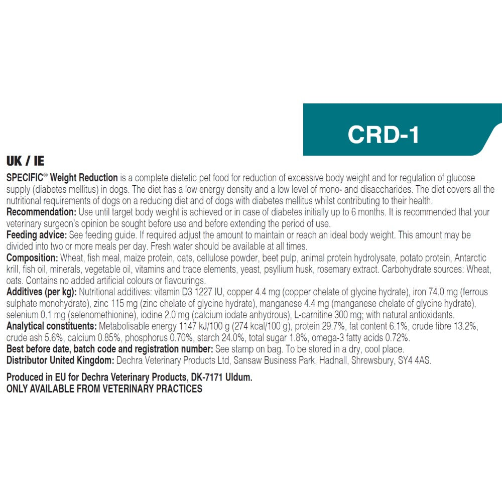 Dechra Specific CRD-1 Weight Reduction Dry Dog Food
