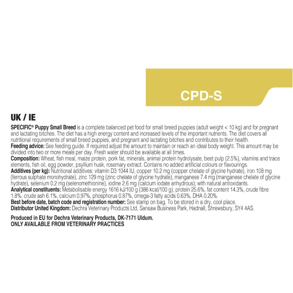 Dechra Specific CPD-S Puppy Small Breed Dry Dog Food
