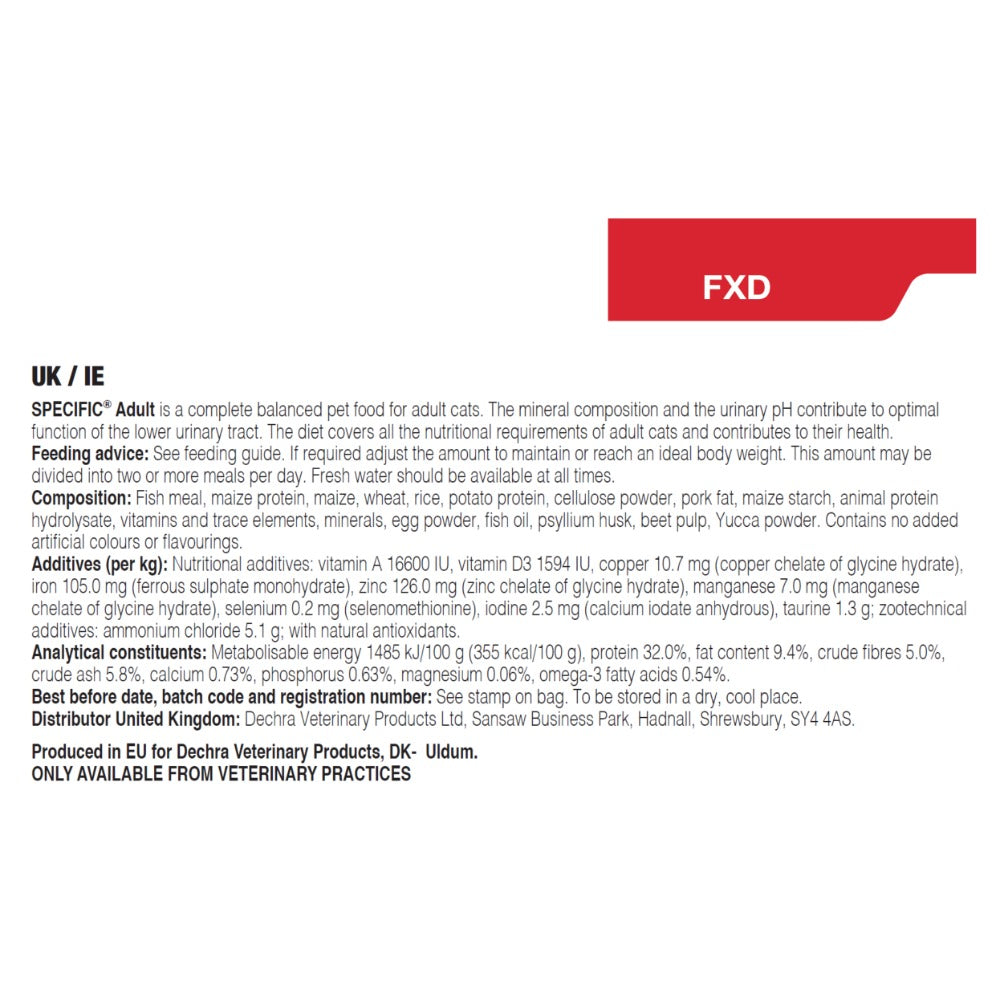 Dechra Specific FXD Adult Dry Cat Food