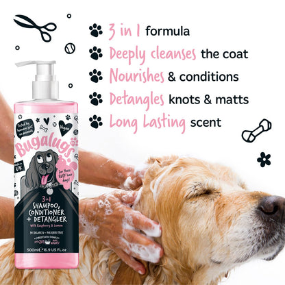 Bugalugs 3-in-1 Raseberry & Lemon Detangler Dog Shampoo & Conditioner