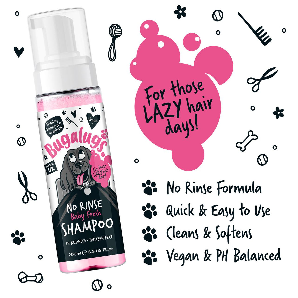 Bugalugs No Rinse Baby Fresh Dog Shampoo - 200ml