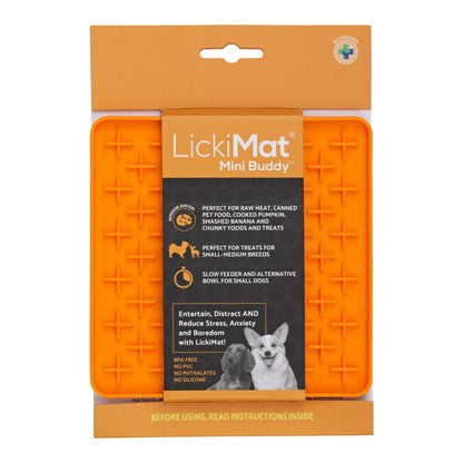LickiMat Classic Mini Buddy Dog Slow Feeder - Orange - 22x15cm