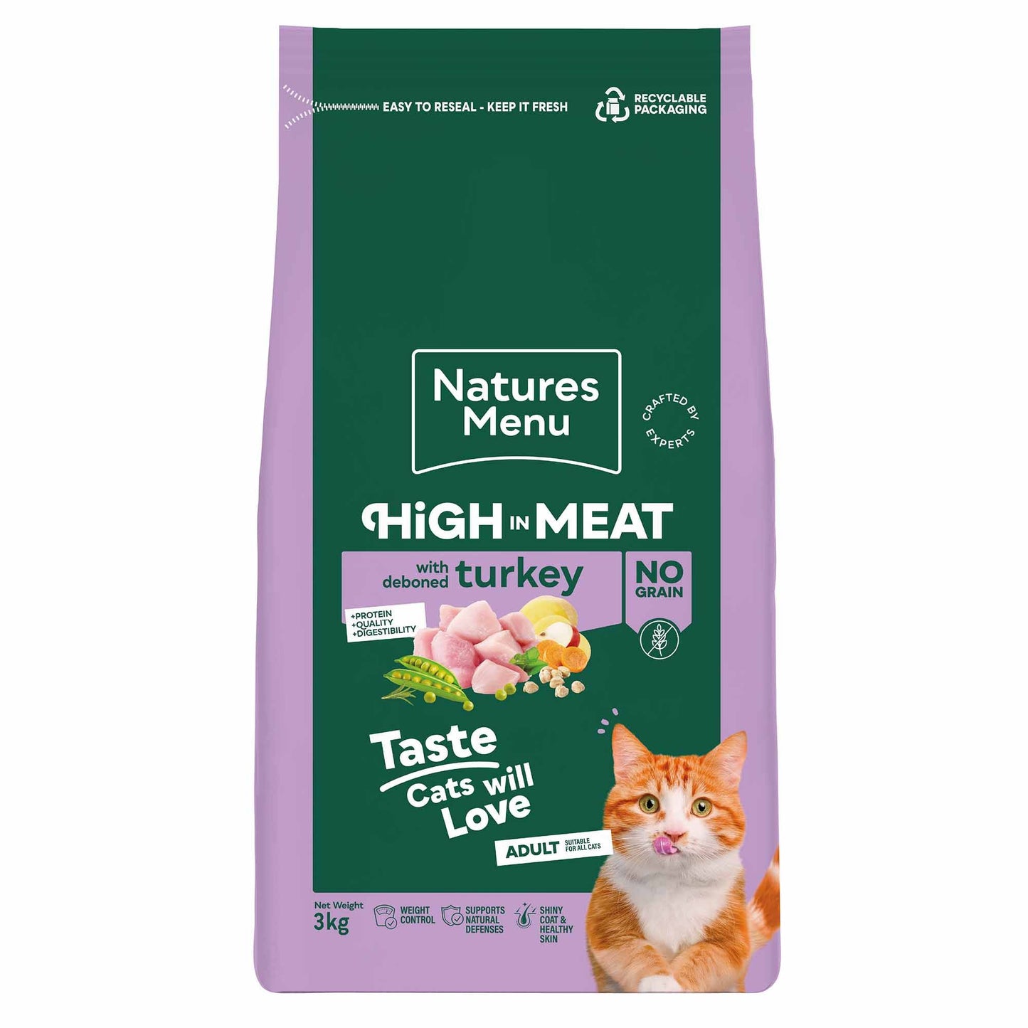 Natures Menu High in Meat No Grain Adult Cat Dry Food - Turkey