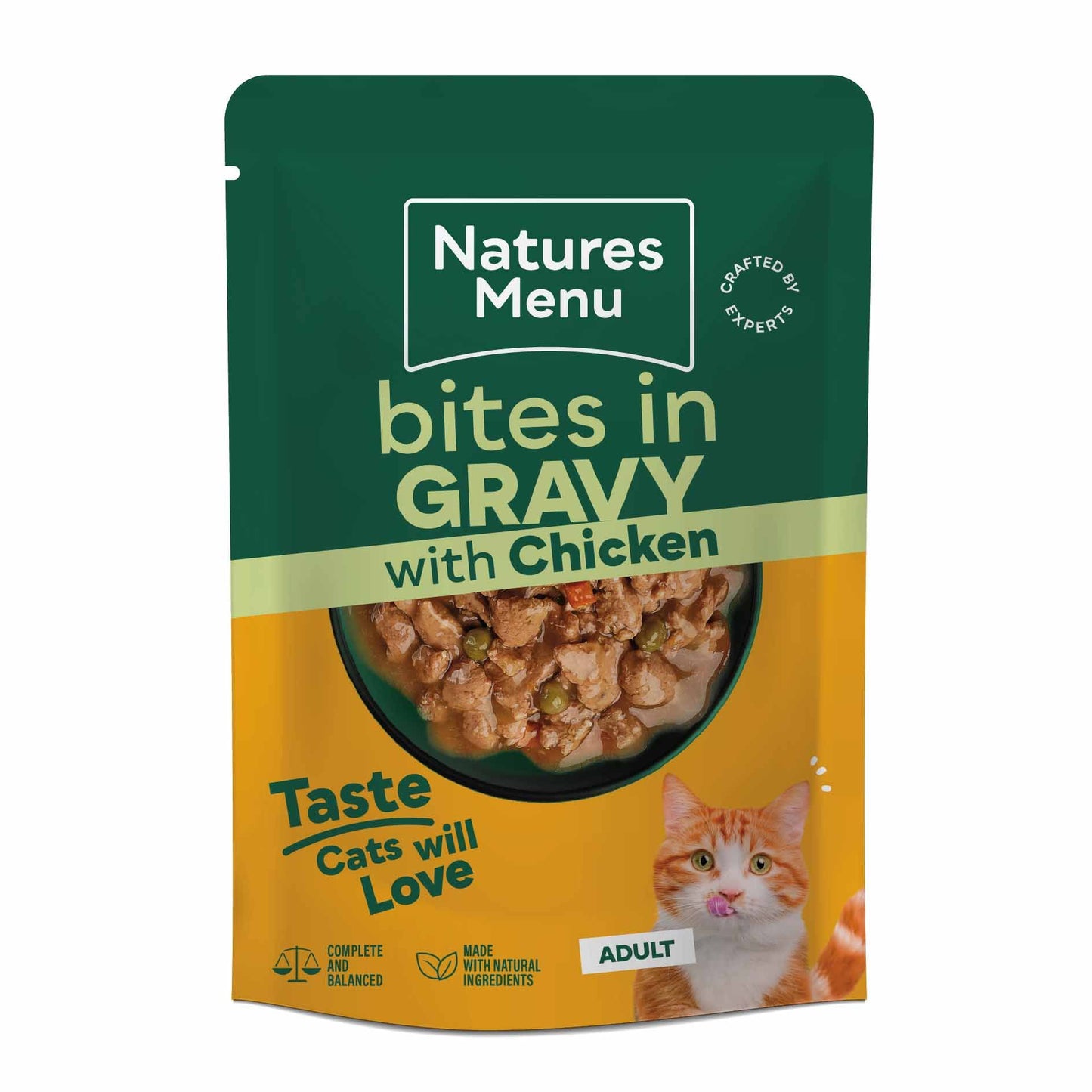 Natures Menu Bites in Gravy Adult Cat Wet Food - Chicken - 22x85g Pouches