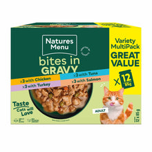Natures Menu Bites in Gravy Adult Cat Wet Food - Multipack - 12x85g Pouches