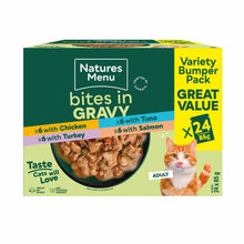 Natures Menu Bites in Gravy Adult Cat Wet Food - Multipack - 24x85g Pouches