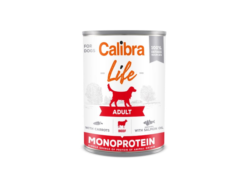 Calibra Life Adult Wet Dog Food - Beef with Carrots - 6 x 400g Cans