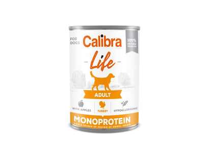 Calibra Life Adult Wet Dog Food - Turkey with Apples - 6 x 400g Cans