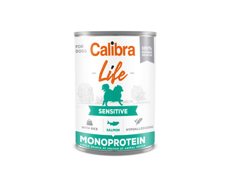 Calibra Life Sensitive Adult Wet Dog Food - Salmon - 6 x 400g Cans