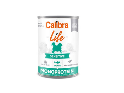 Calibra Life Sensitive Adult Wet Dog Food - Salmon - 6 x 400g Cans