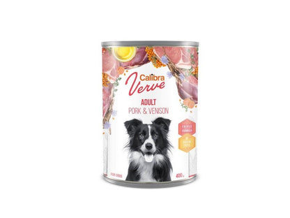 Calibra Verve Gluten Free Adult Wet Dog Food - Pork & Venison - 6 x 400g Cans