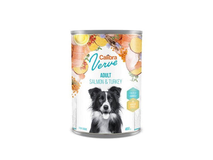 Calibra Verve Gluten Free Adult Wet Dog Food - Salmon & Turkey - 6 x 400g Cans