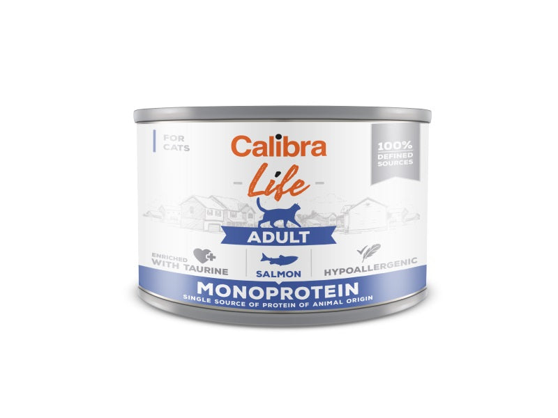 Calibra Life Adult Wet Cat Food - Salmon - 6 x 200g Cans