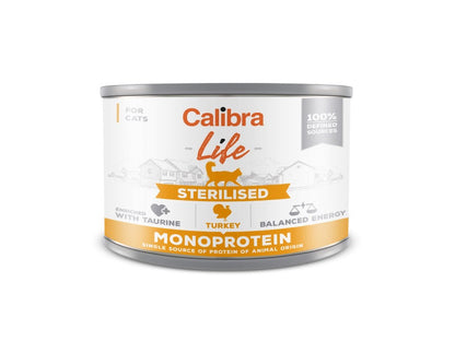 Calibra Life Sterilised Wet Cat Food - Turkey - 6 x 200g Cans